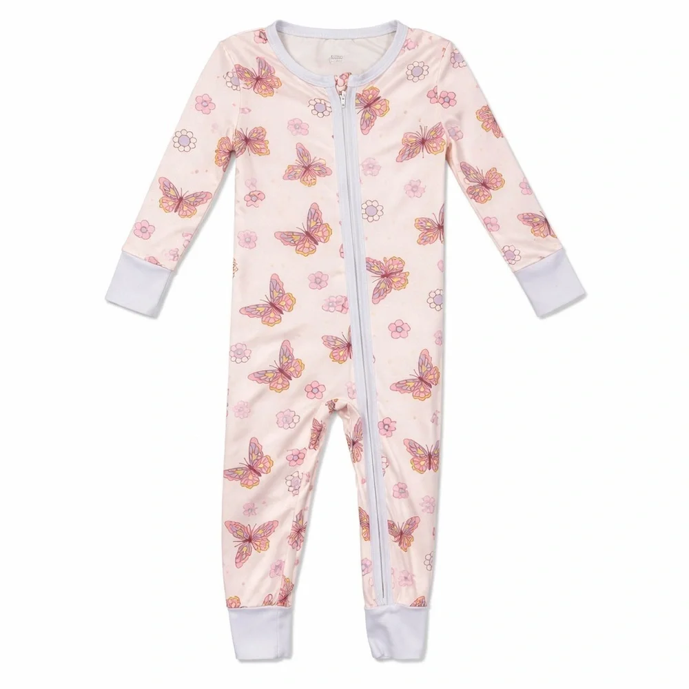 Pink Butterfly Print Zip Front Sleeper